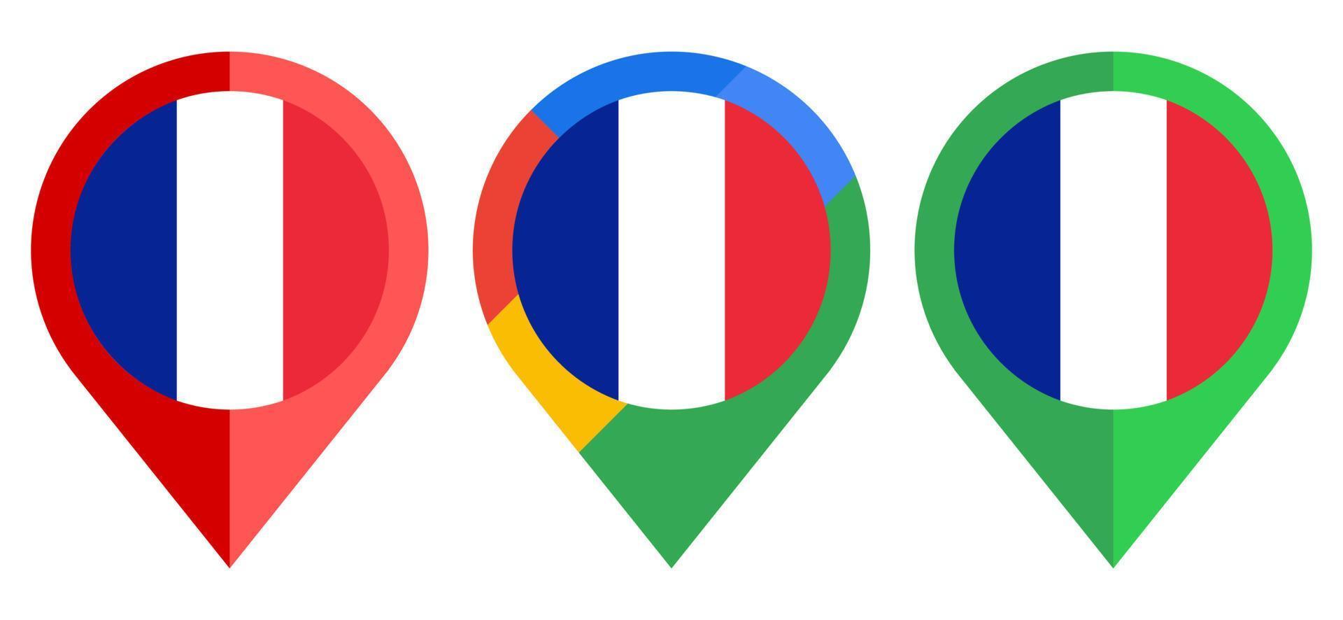 flat map marker icon with france flag isolated on white background vector