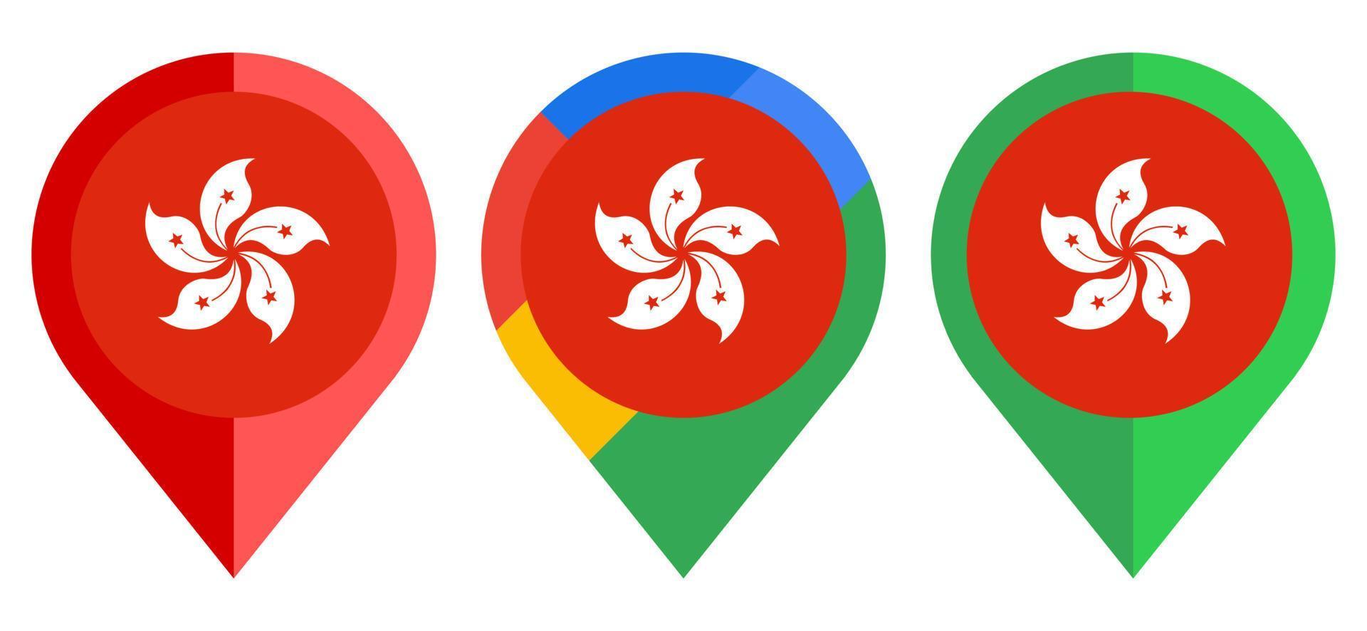 flat map marker icon with hongkong flag isolated on white background vector