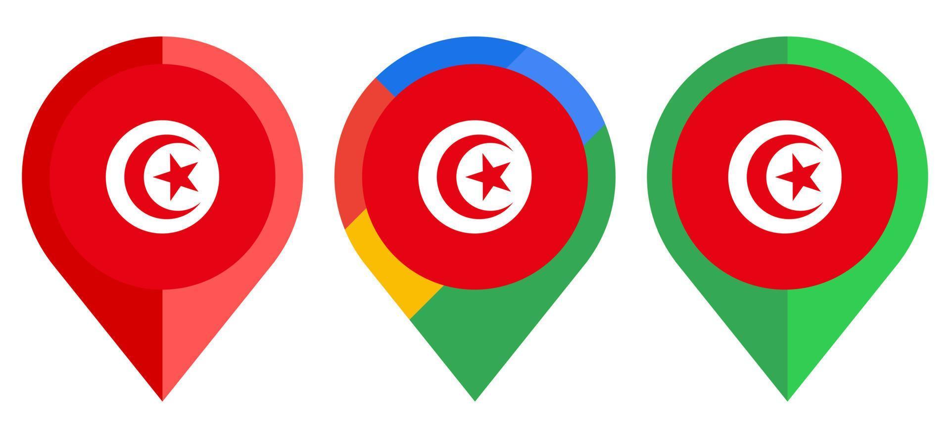 flat map marker icon with tunisia flag isolated on white background vector