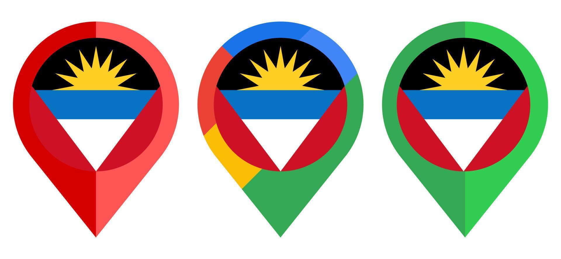 flat map marker icon with antigua and barbuda flag isolated on white background vector