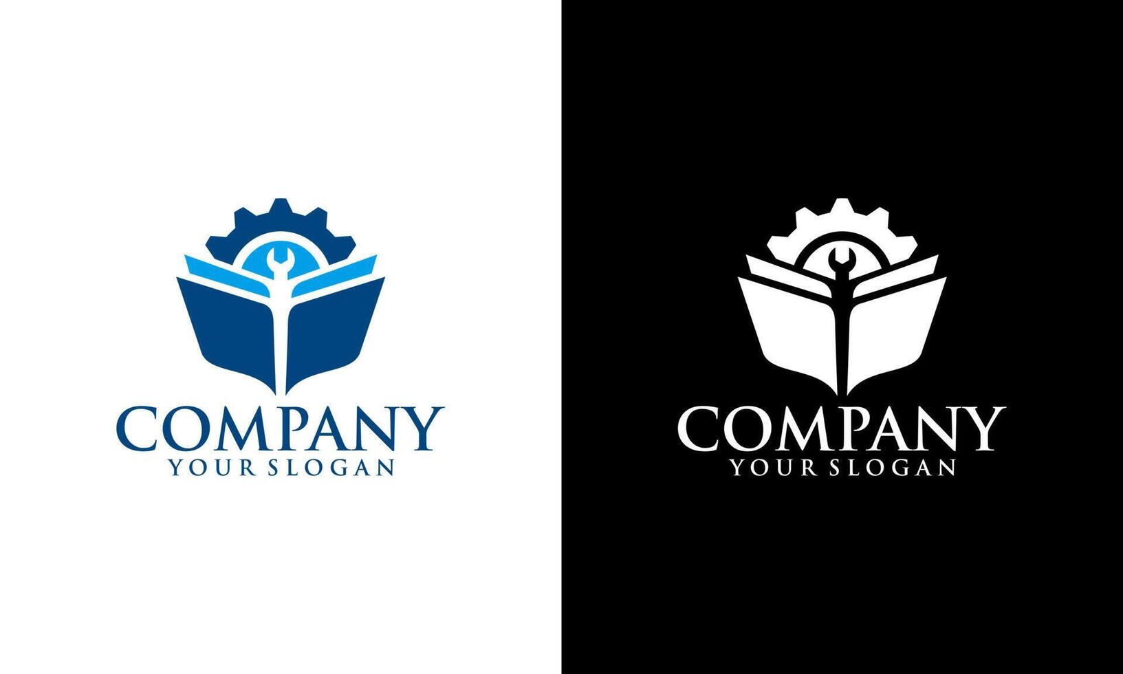 Gear book vector logo template. This design use cog symbol. Suitable for education or factory.