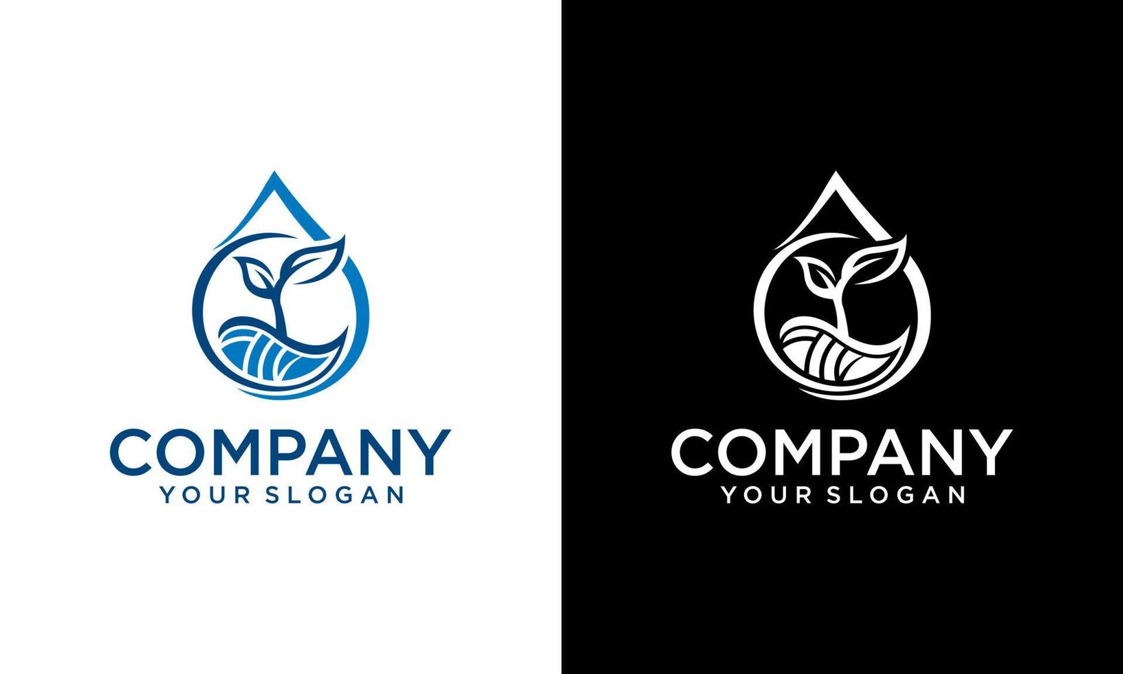 Water Plants Logo Template Design Vector, Leaf logos and water droplets. Modern outline design illustration of natural water, leaf green or chlorophyll. Vector art icon template