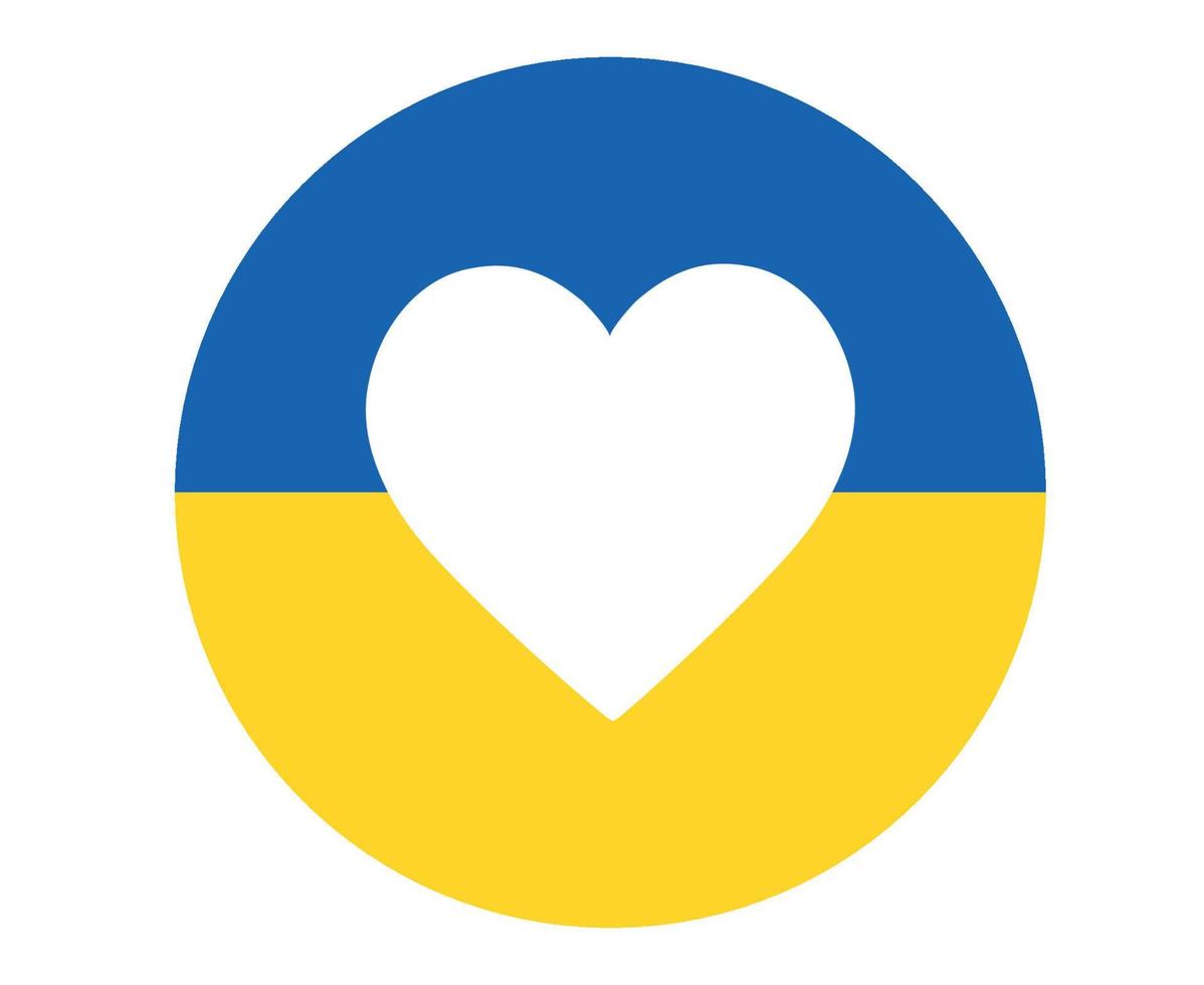 Ukraine Flag National Europe Emblem With Heart Symbol Abstract Vector Design