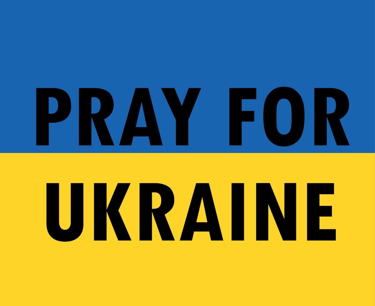 Pray For Ukraine Symbol Emblem National Europe Abstract Vector Design Black in Flag Background