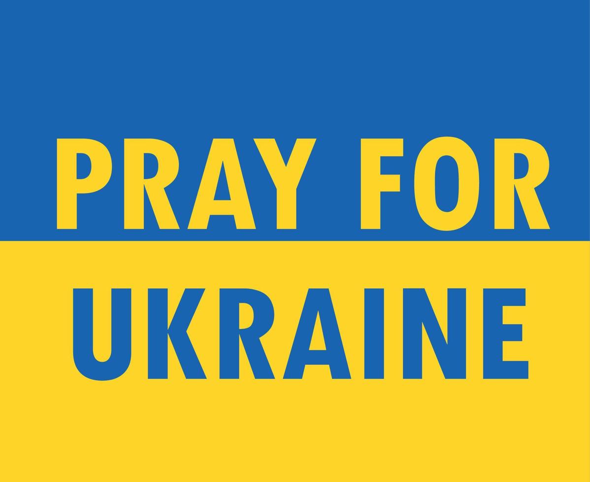 Pray For Ukraine Symbol Emblem With National Europe Flag Abstract Vector Design