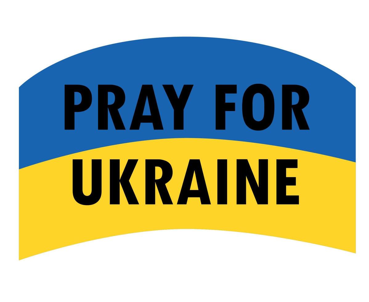 Pray For Ukraine Symbol Emblem With Flag Icon Abstract Vector Design Black