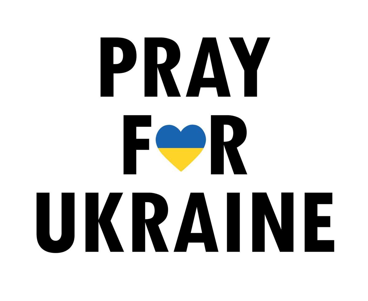 Pray For Ukraine Black Symbol Emblem With Flag Abstract Vector Design in White Background