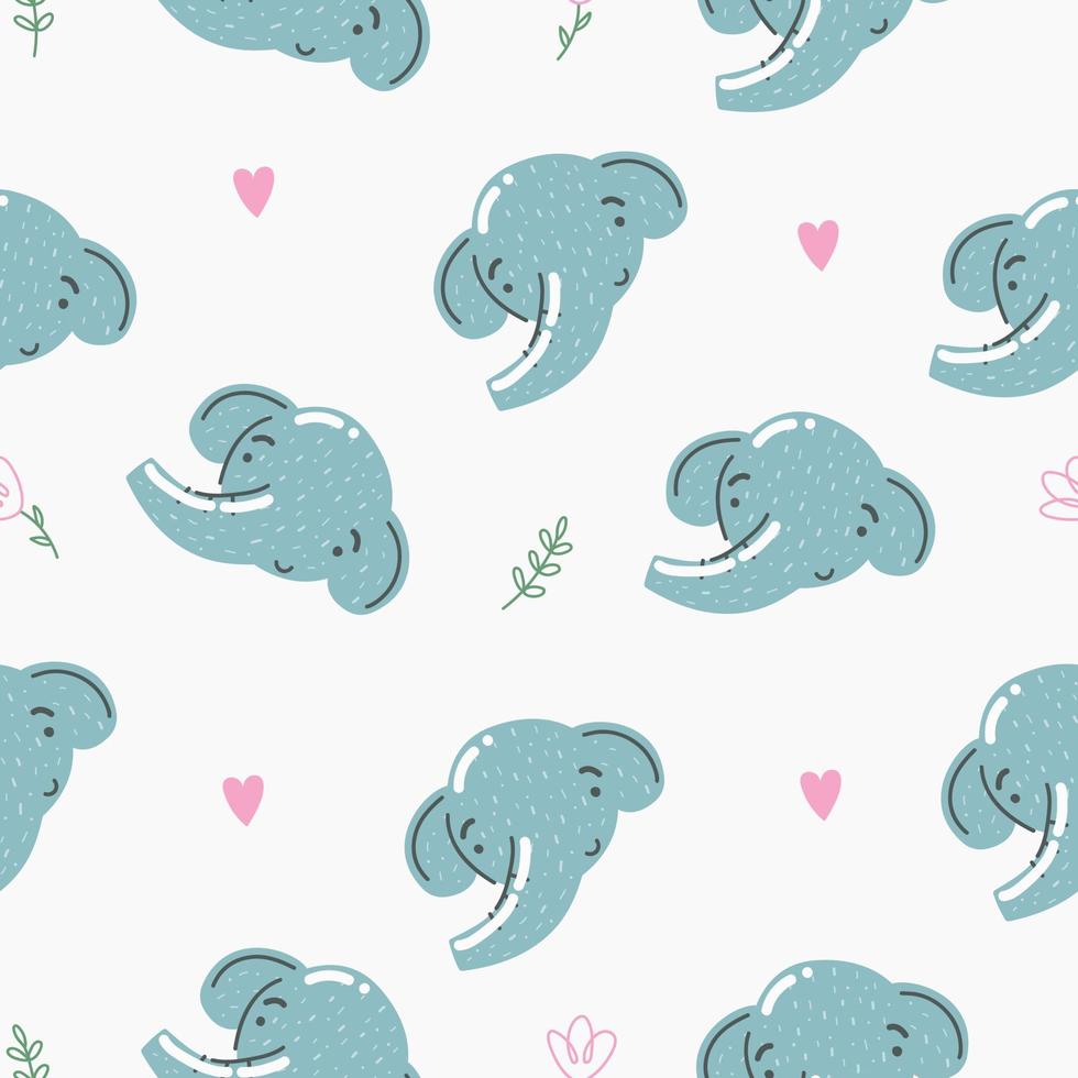 Cute seamless pattern with baby elephant. Creative childish print. Great for fabric, textile. Vector illustration.