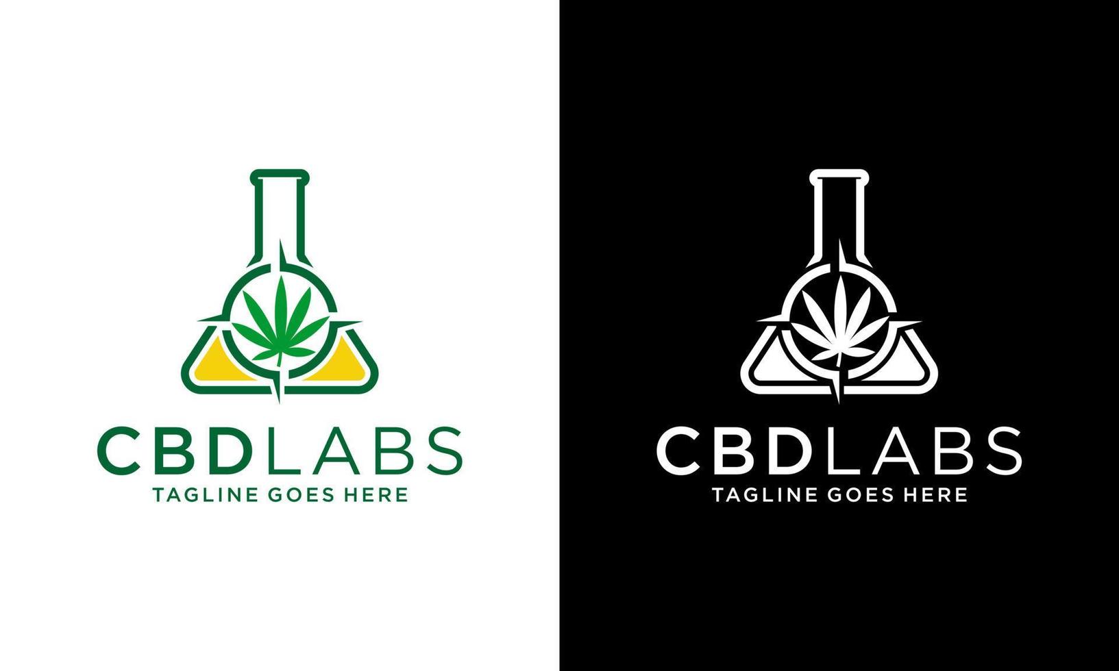 plantilla de diseño de logotipo vectorial de laboratorios de cannabis. idea de diseño de logotipo de laboratorio verde, laboratorios de plantilla de logotipo de cannabis orgánico, naturaleza, verde, logotipo, natural, salud, médico, cannabis, símbolo, icono, planta, signo, hoja, laboratorio vector