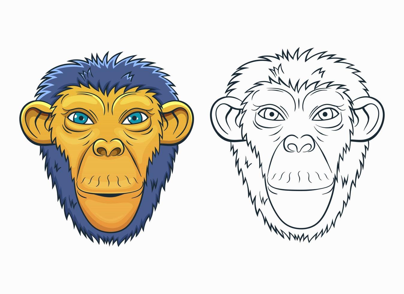 ilustración de diseño de vector de mono aislado sobre fondo blanco