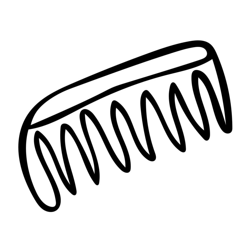 Cartoon doodle linear comb isolated on white background. vector