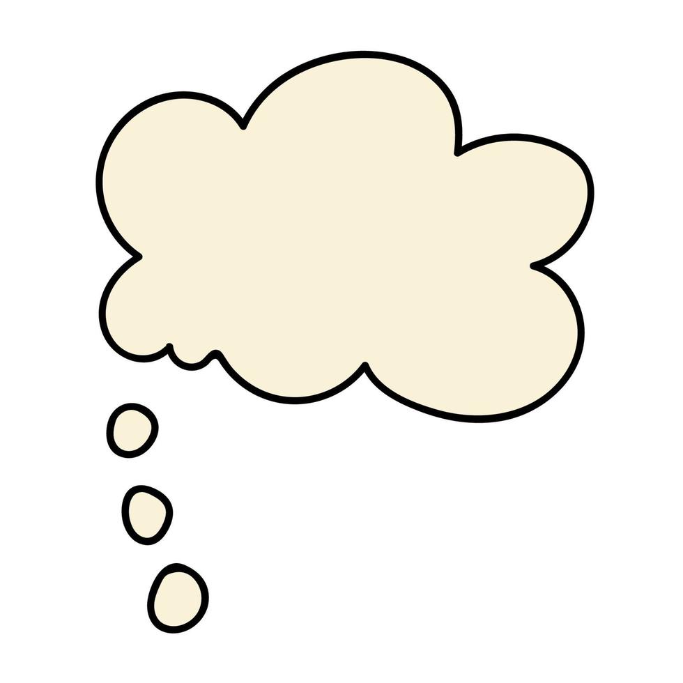 Cartoon doodle linear thought bubble isolated on white background. vector