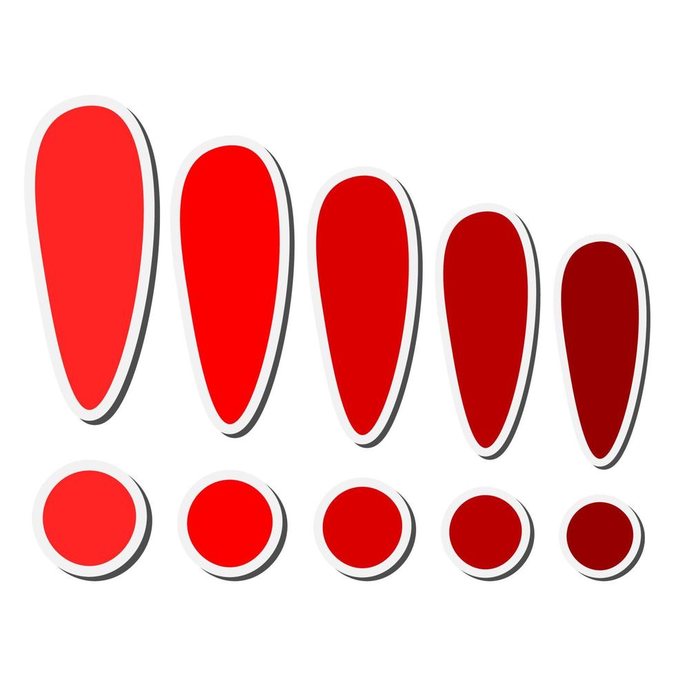 Red sticker exclamation marks set. vector