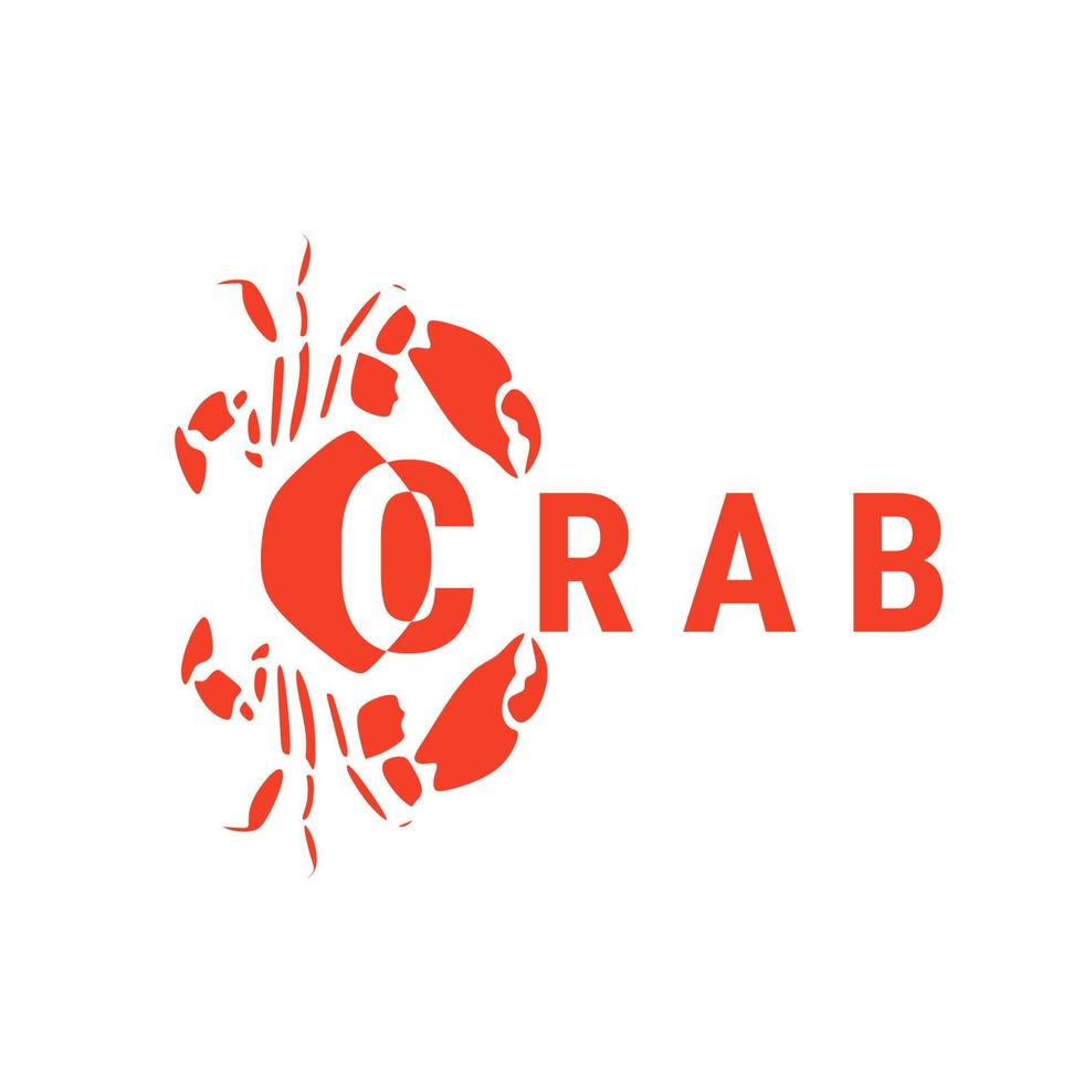 Unique crab logo overlapping with letters vector