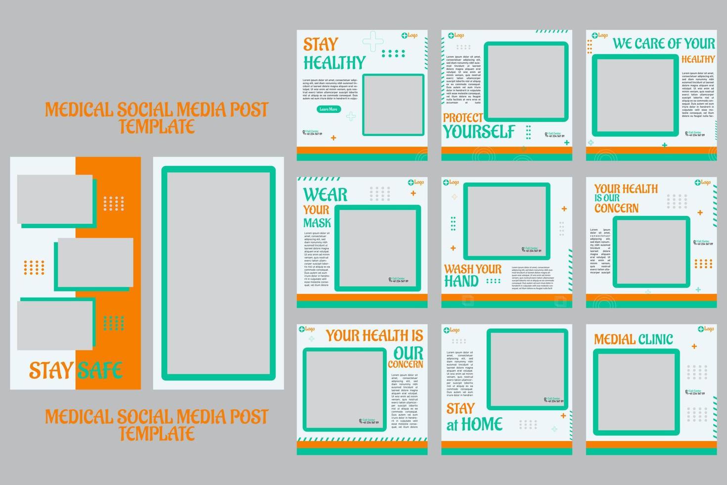 plantilla de publicación médica en redes sociales vector