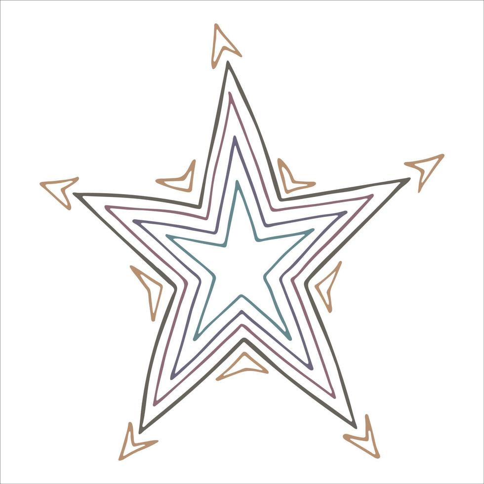 Vector hand drawn star illustration. Cute colorful doodle isolated on white background. For print, web, greeting card, design, decor.
