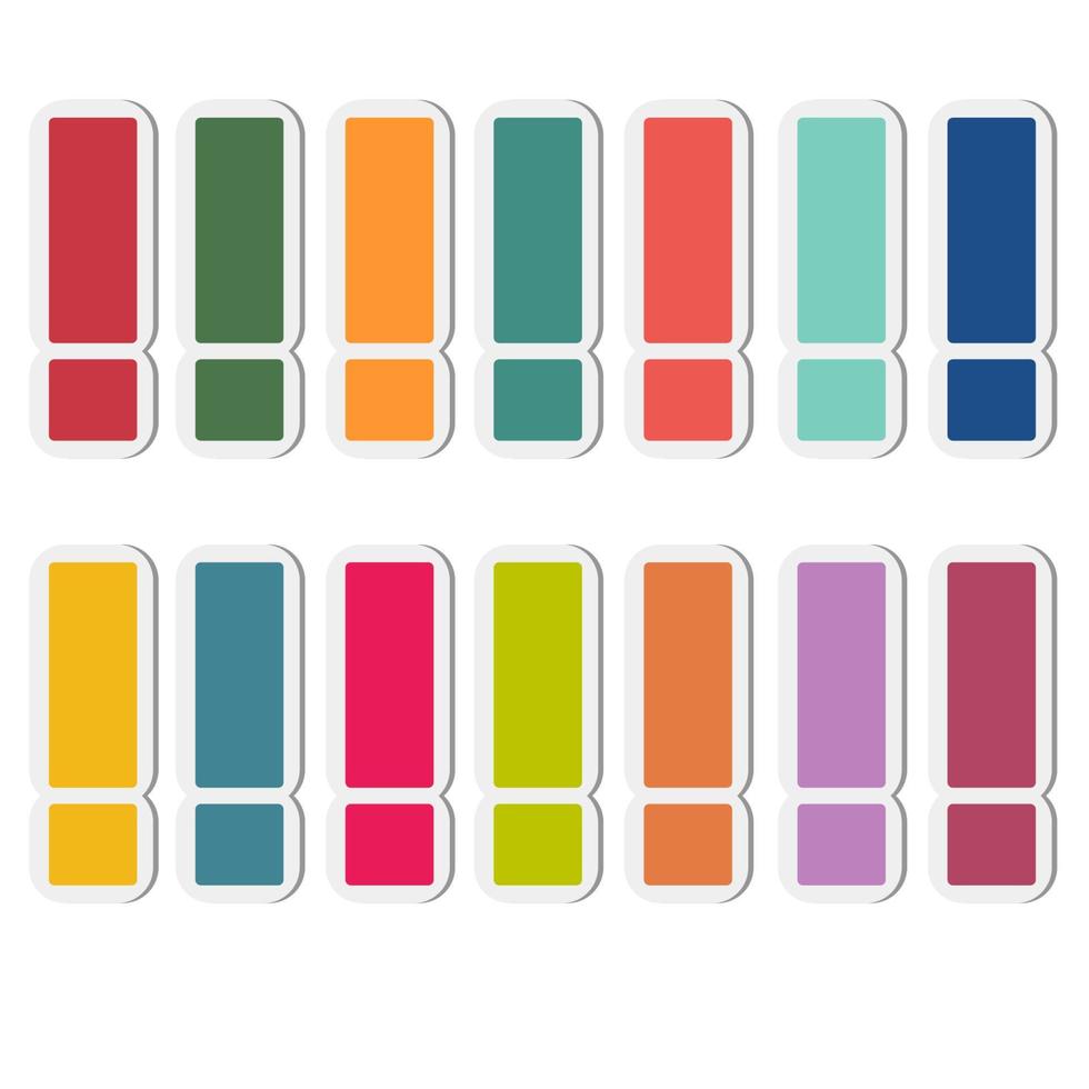 conjunto de signos de exclamación de pegatinas de colores. vector