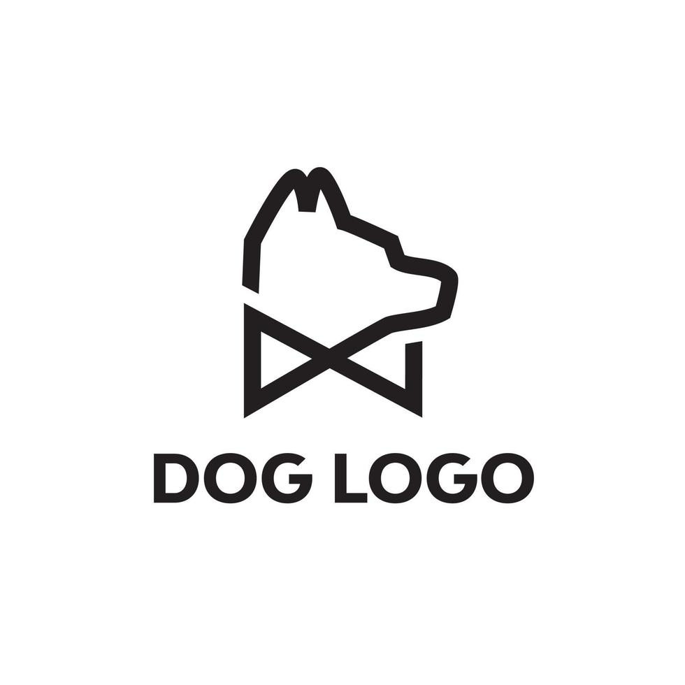 Simple bow tie abstract dog head line vector logo