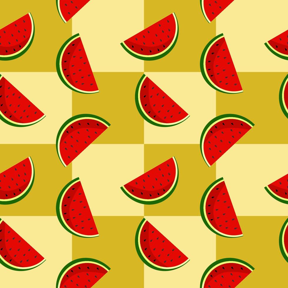Vector watermelon background with black seeds. Seamless watermelons pattern. Vector background with watermelon slices. Vector seamless pattern of fruit watermelon