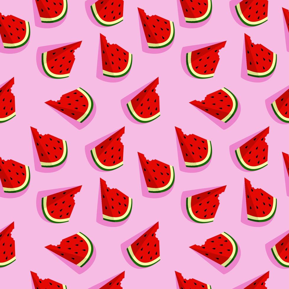 Vector watermelon background with black seeds. Seamless watermelons pattern. Vector background with watermelon slices. Vector seamless pattern of fruit watermelon