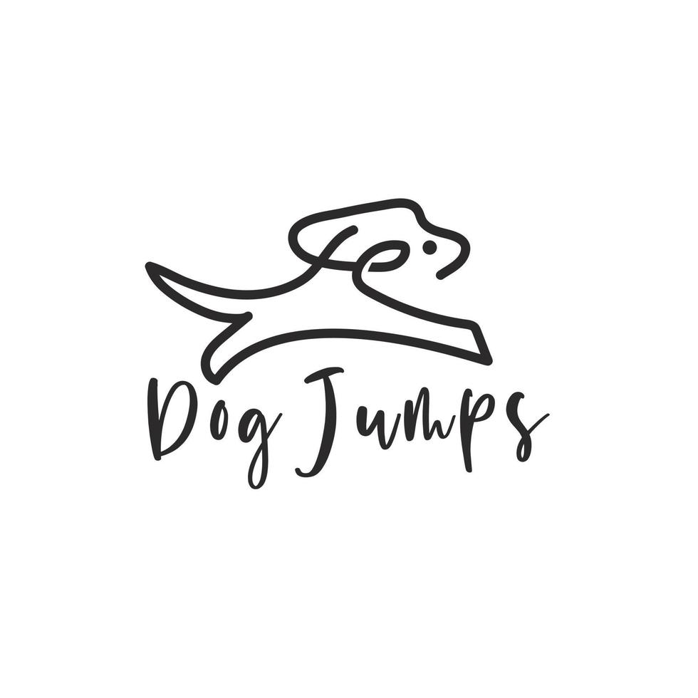 Dog logo jumping line design style vector design