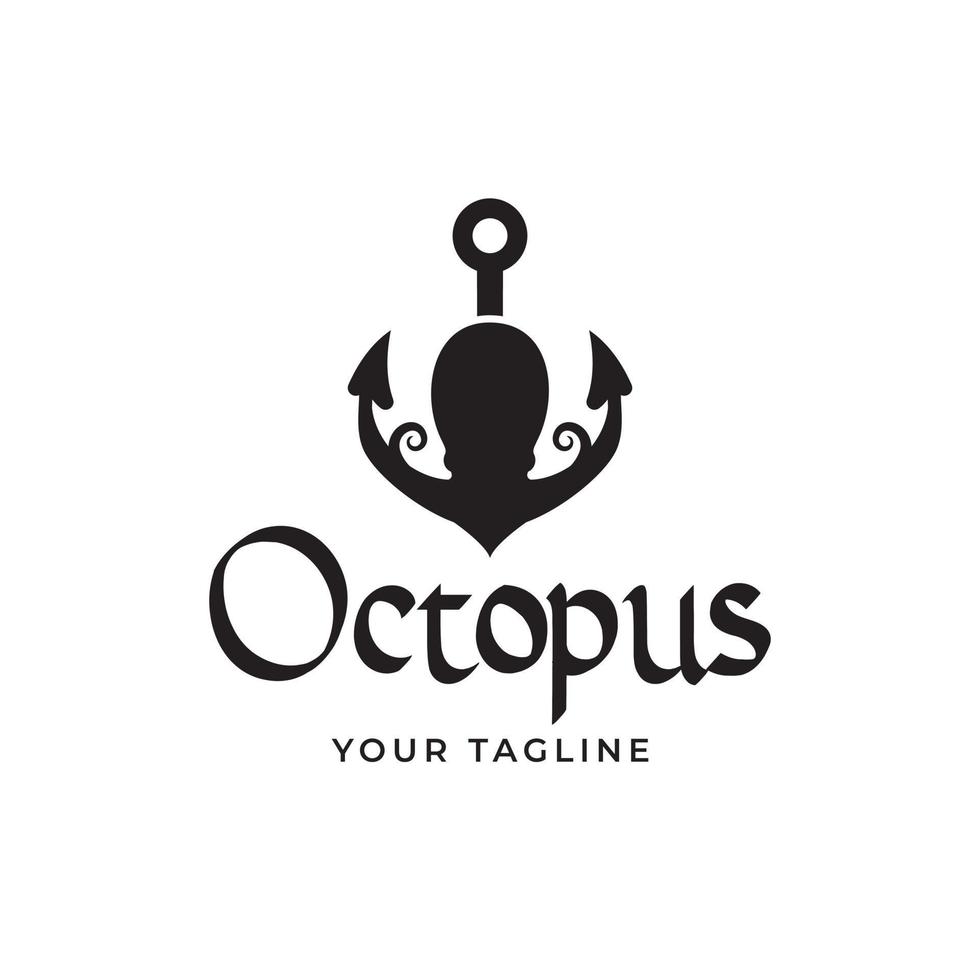 Unique vector logo combined with anchor and octopus, illustration, symbol, template
