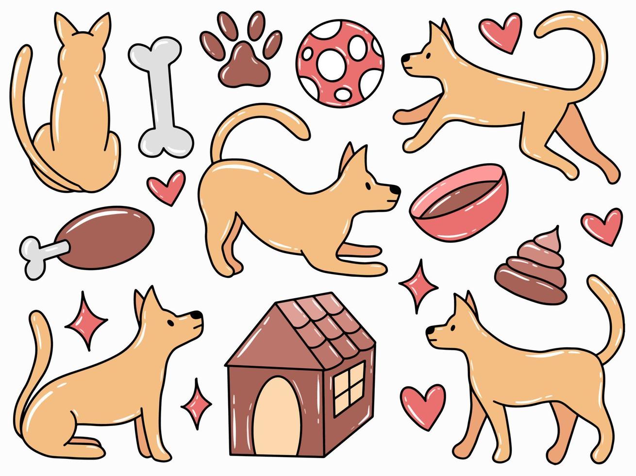 Dogs Doodle Clip Art Collection vector