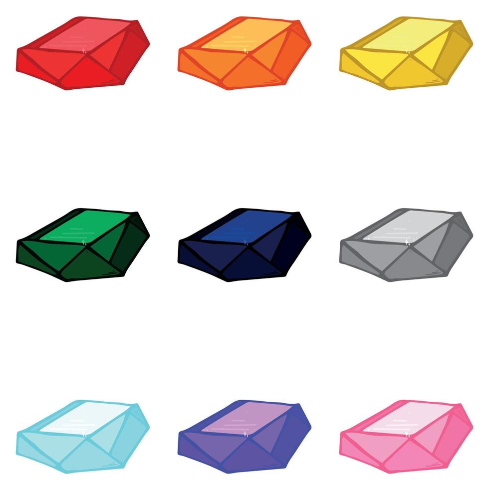 Hand drawn crystals set. Geometric gems diamonds vector illustrations collection. Colorful shard of glass. For geology, jewelry store, decoration, game, web.