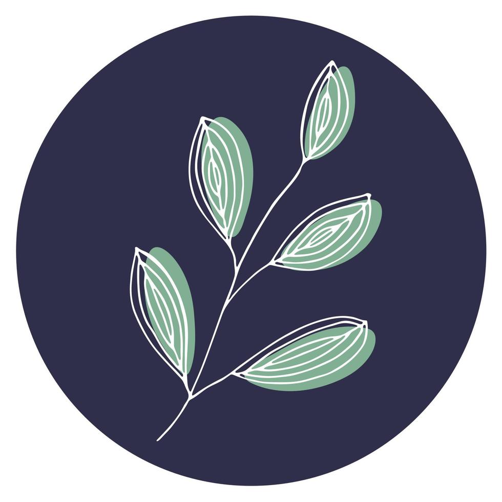 Vector icon and emblem for social media story highlight covers. Design templates for bloggers, photographers and designers. Abstract minimal circle backgrounds with nature leaves.