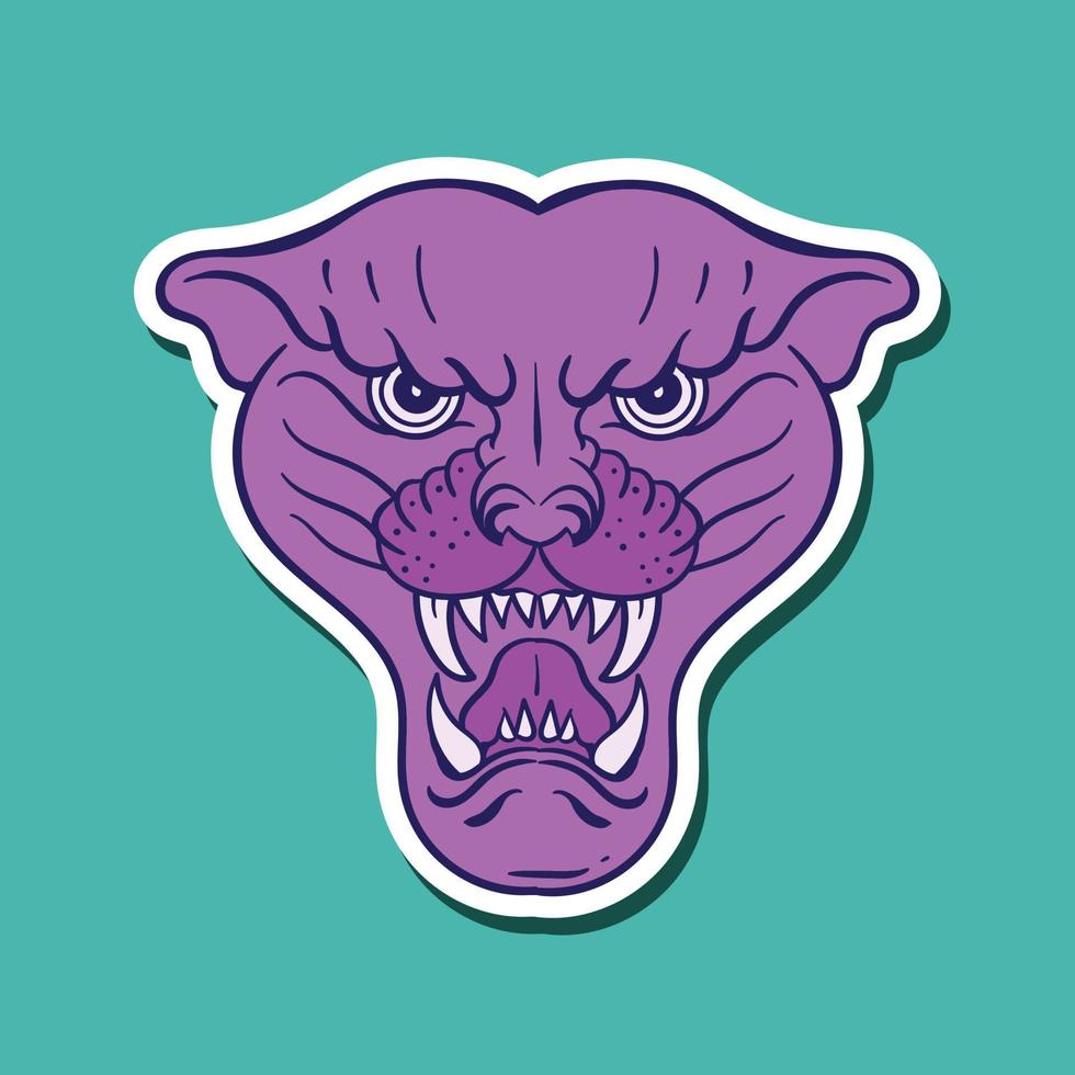 hand drawn purple panther doodle illustration for stickers etc vector