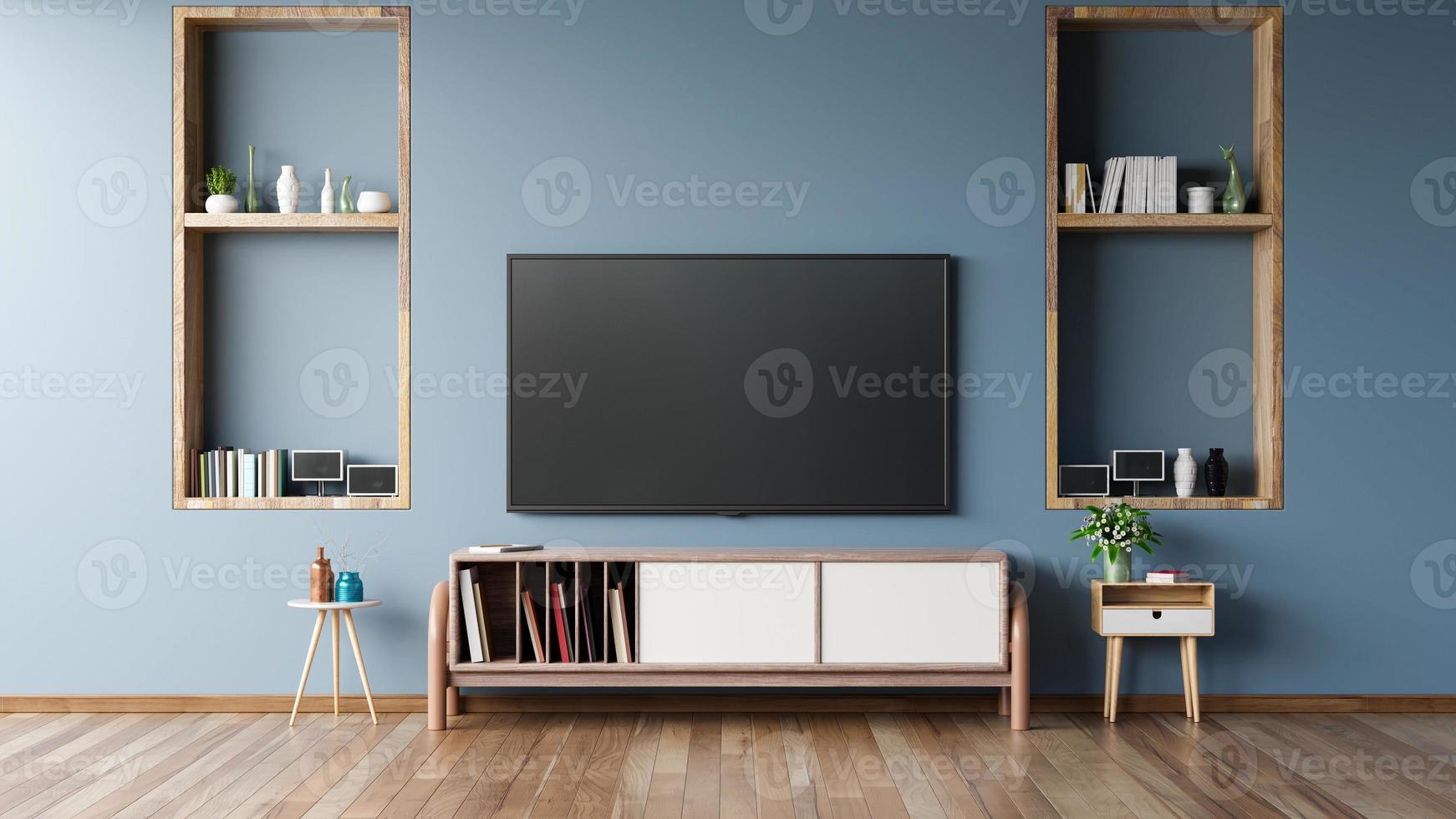 LED TV on the dark wall in living room,minimal design. 6452854 Stock Photo  at Vecteezy