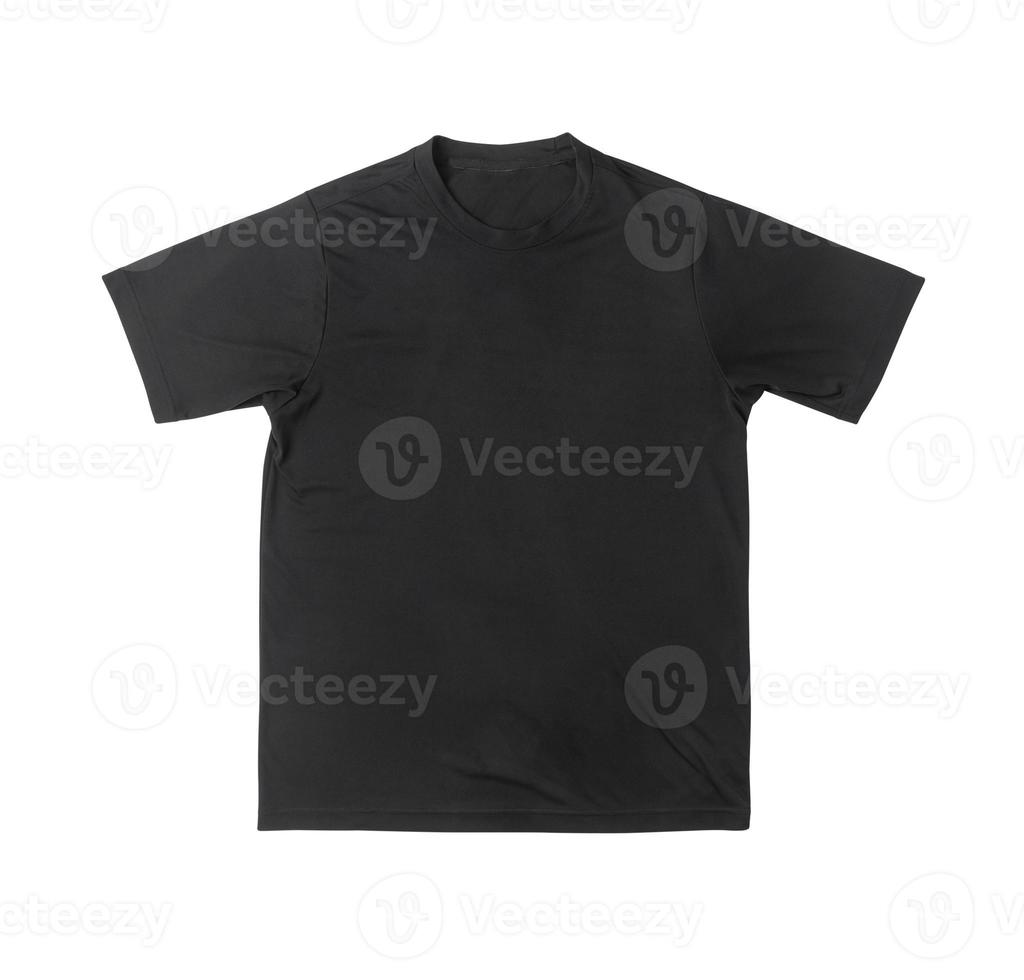 Blank black sport t-shirt mockup front and back isolated on white background with clipping path photo