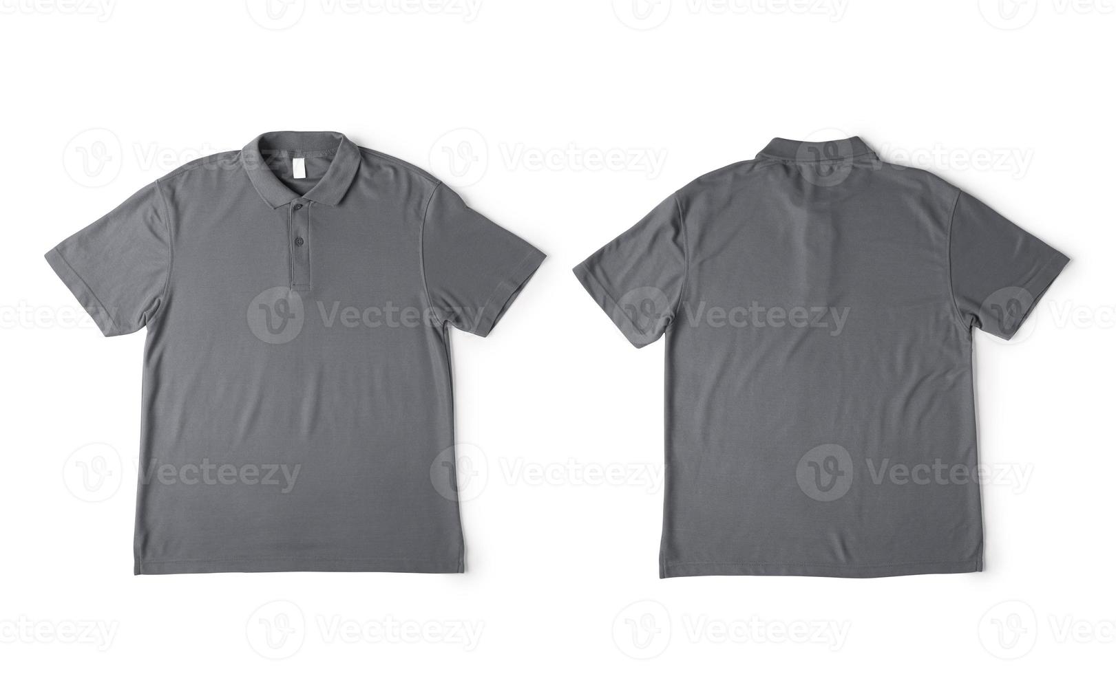 Realistic Grey polo shirt mockup front and back view isolated on white background with clipping path photo