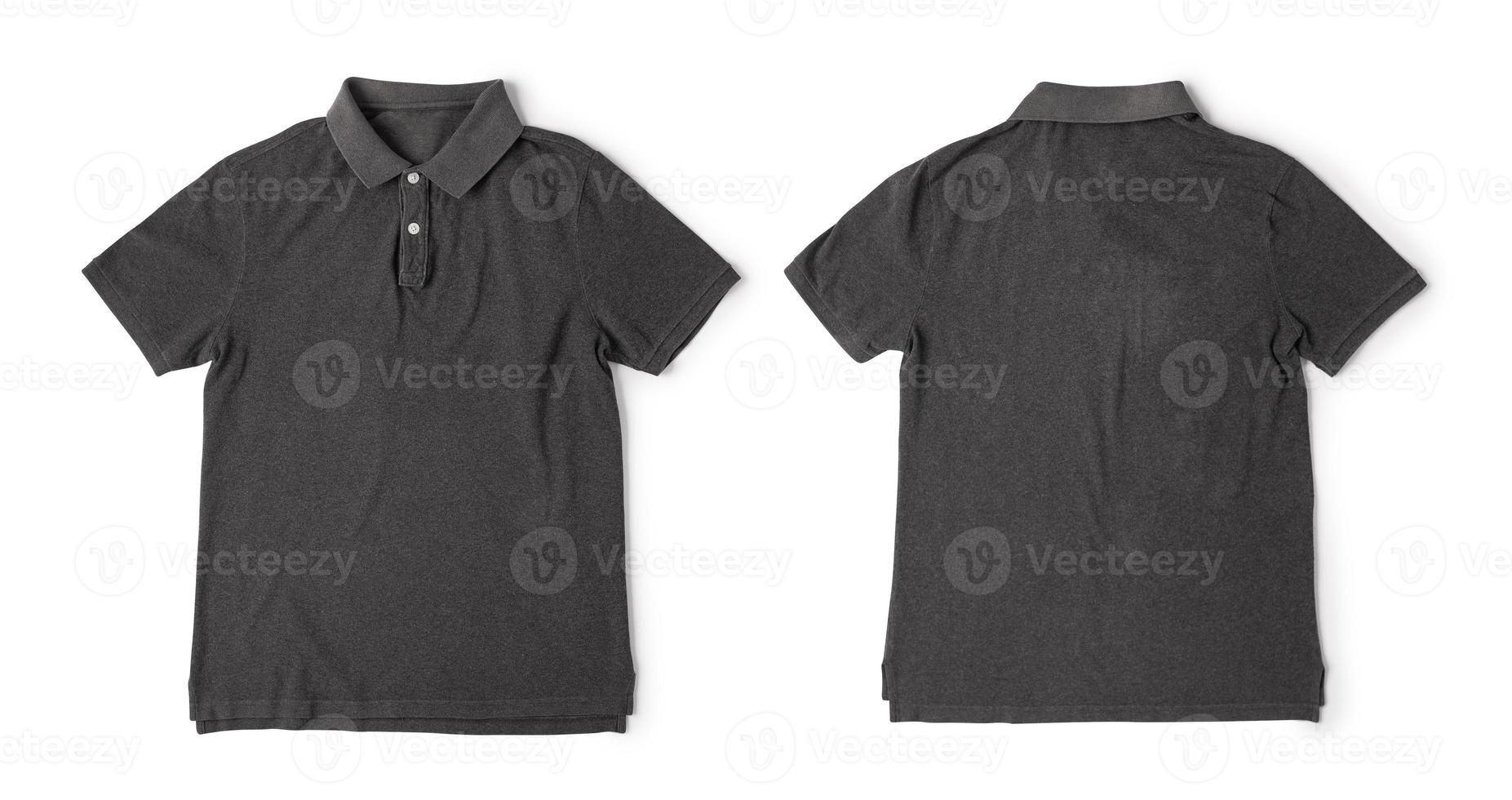 Realistic Grey polo shirt mockup front and back view isolated on white background with clipping path photo