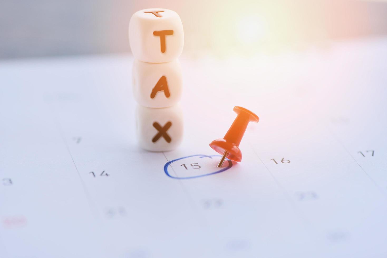 USA tax due date marked on calendar 15 April - tax day concept tax payment Government taxes photo