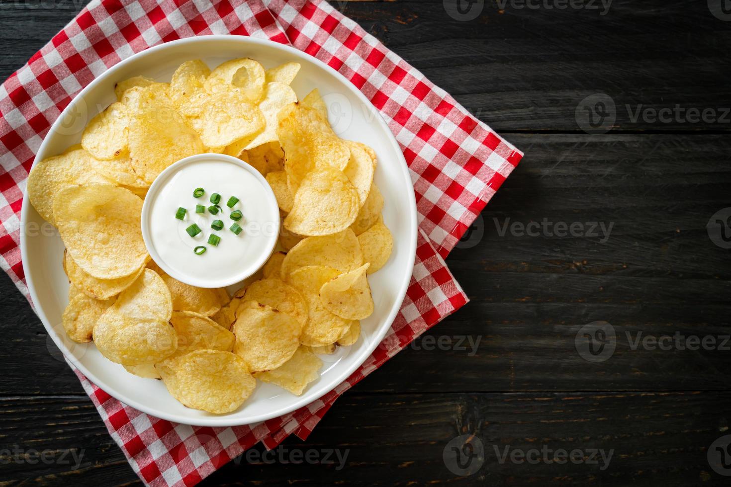potato chips with sour cream photo
