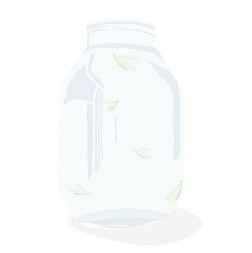 Butterfly in a glass jar vector stock illustration. creature wings moth. Catch a flying insect. Isolated on a white background.