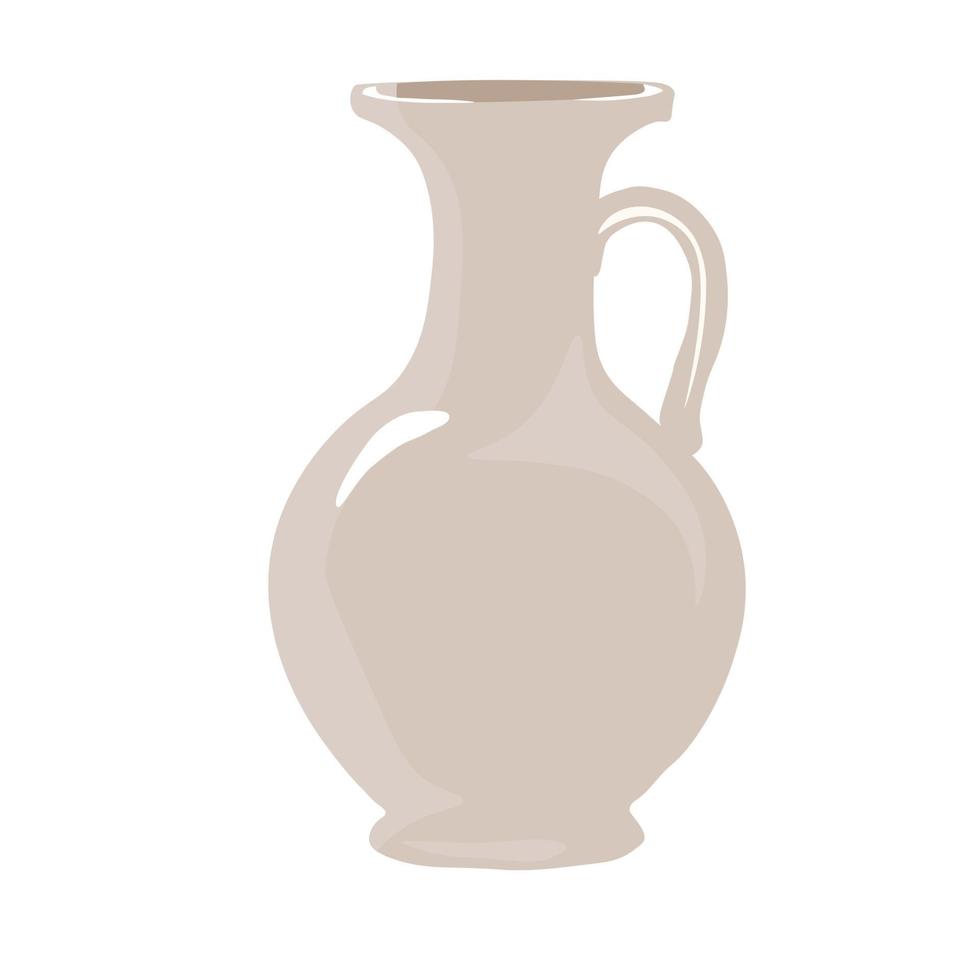 Ceramic vase vector stock illustration. Greek ancient jug. Tableware for flowers. An interior item. Isolated on a white background.