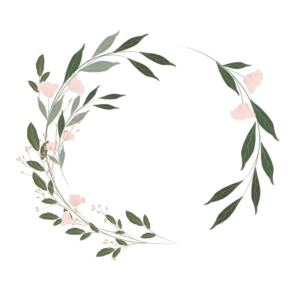 Round frame made of pink flowers. Poppies vector stock illustration. A gentle invitation card for a wedding. An element for postcards, a poster to save a date or a greeting design.