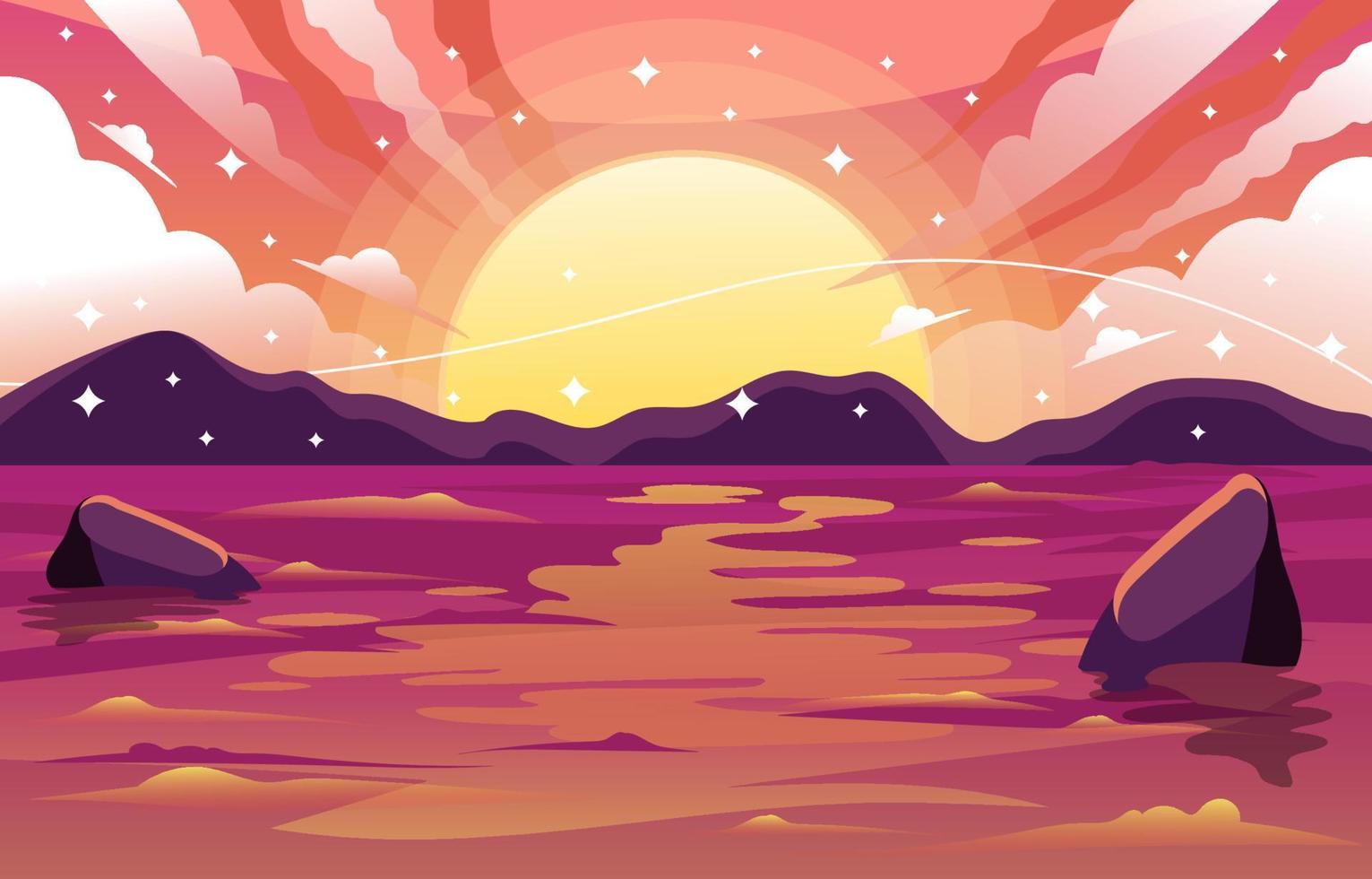 Shine of Sunset Ocean vector