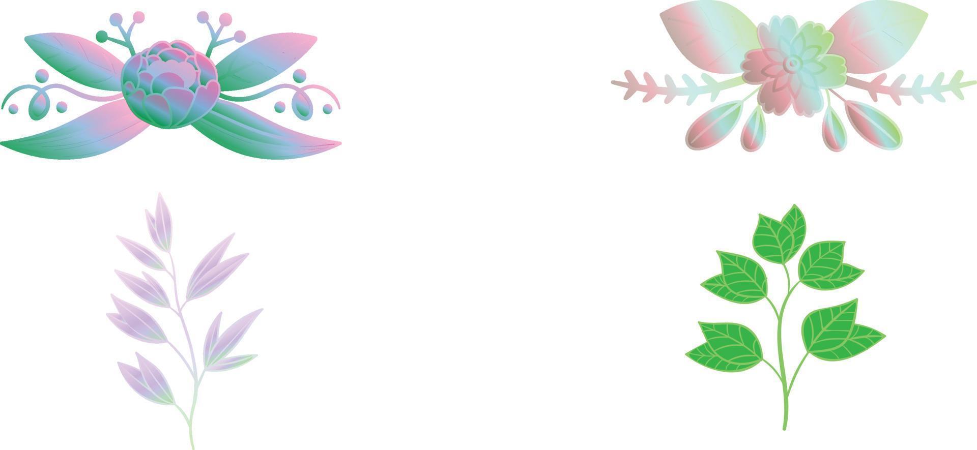 Set of watercolour floral branches vector