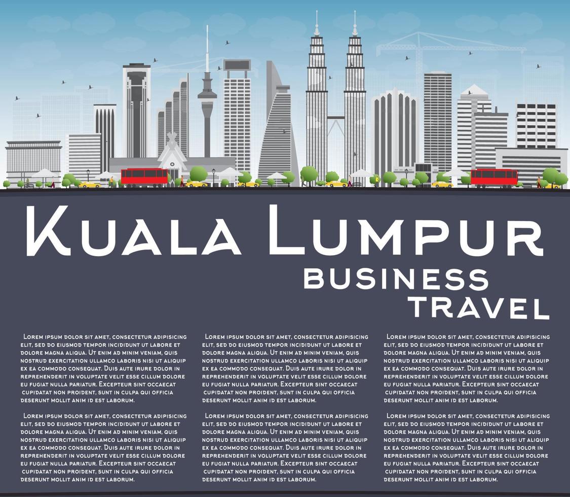 Kuala Lumpur Skyline with Gray Buildings, Blue Sky and Copy Space. vector