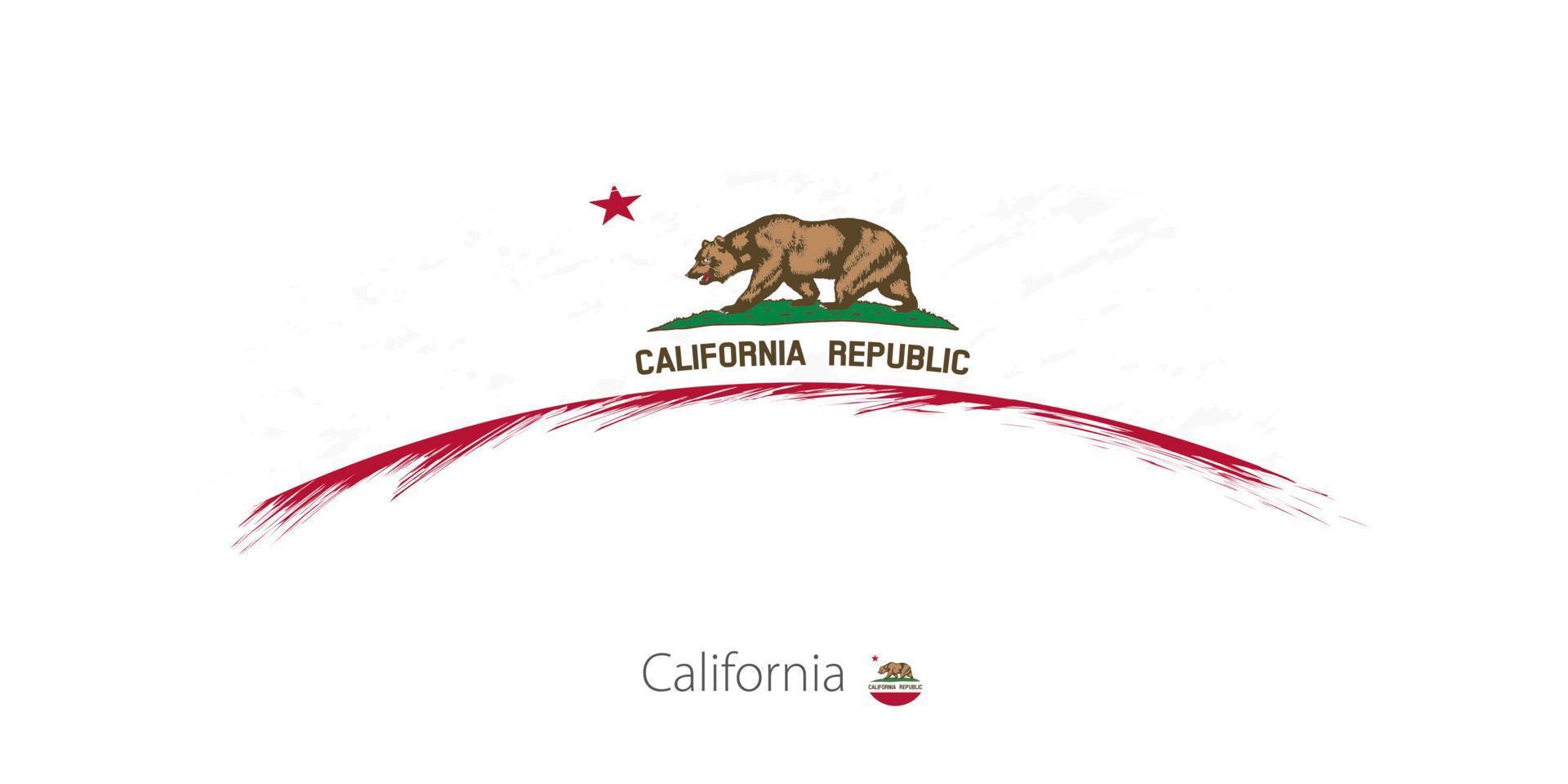 bandera de california en trazo de pincel grunge redondeado. vector