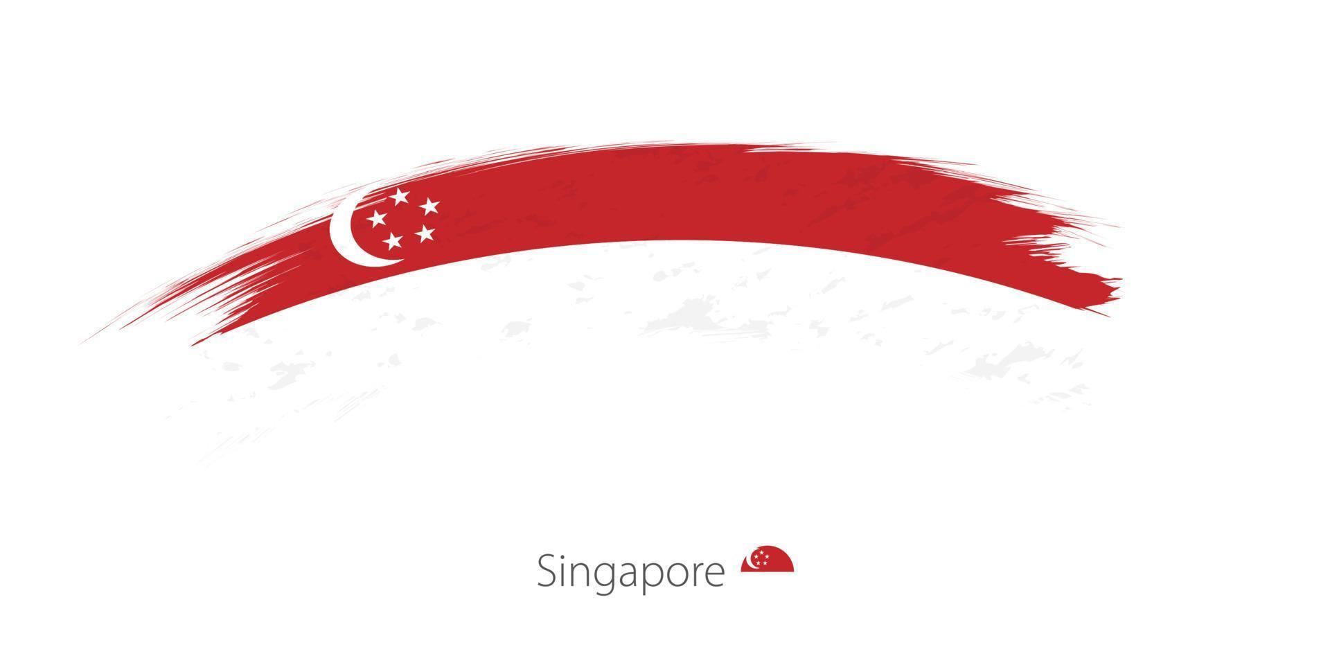 Flag of Singapore in rounded grunge brush stroke. vector
