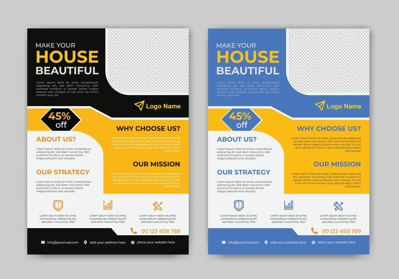 Home sale flyer design template, business brochure design vector