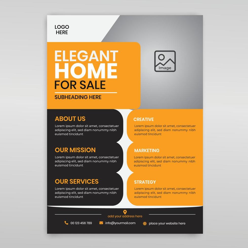 Modern home sale flyer design template, business brochure vector template