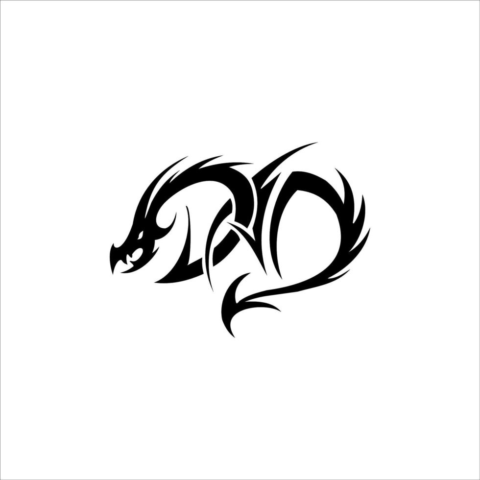 Simple logo of dragon, dragon head logo and tattoo design vector, silhouette vector
