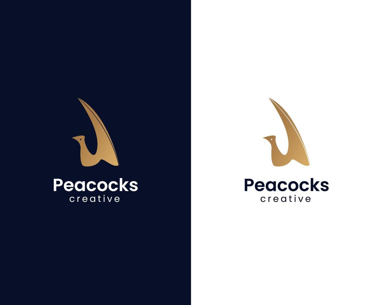 Peacock bird logo design with beautiful shape vector