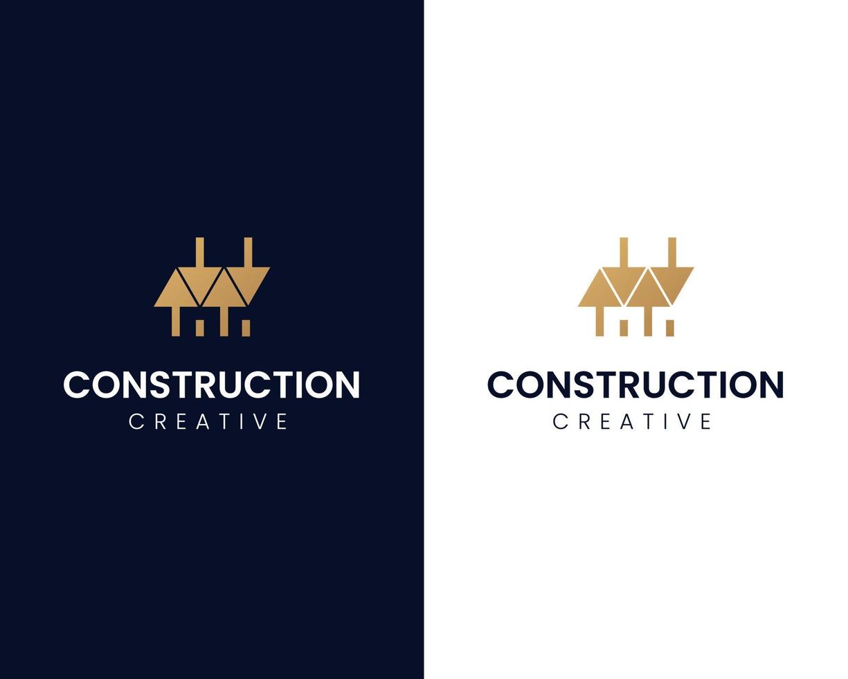 diseño gráfico vectorial de ilustración de logotipo de construcción en estilo de arte de línea. bueno para marca, publicidad, bienes raíces, construcción, casa, hogar vector