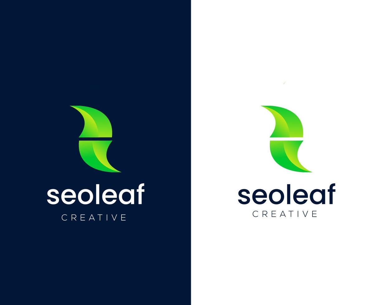 letter s with leaf logo design vector template